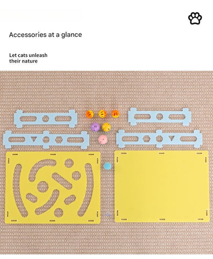 Brinquedo Interativo para Gatos Brinquedos de Escavação Labirinto Eco-PP Bolas com Guizo Teaser de Mola Grande 40cm Multi-Gatos Seguro para Mordidas Lavável com Trava de Pressão