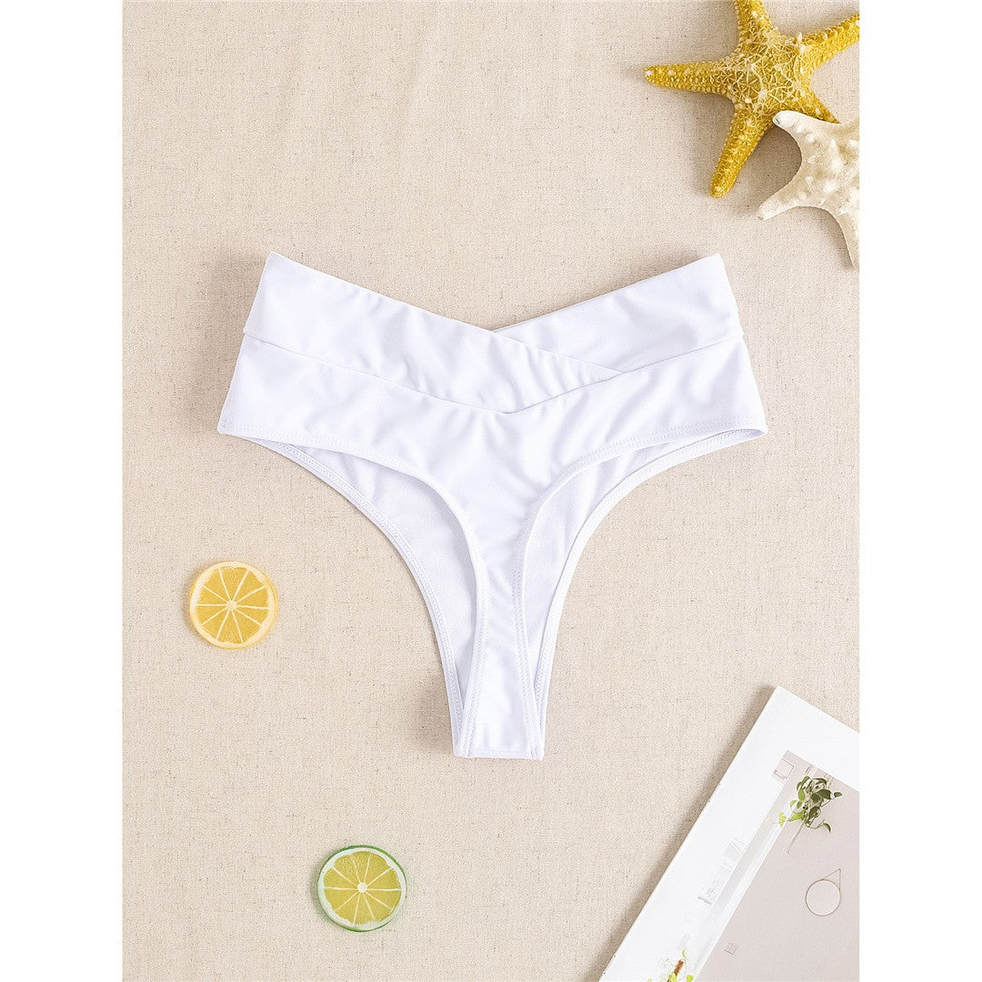 S - XL High Waist High Leg Cut Bikini Bottom Swim Brief Women Swimwear Female Bather Brazilian Tanga Panties Underwear K7095