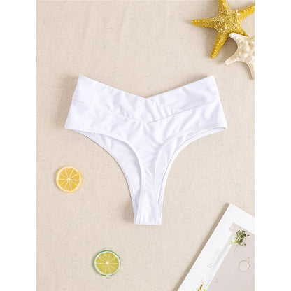 S - XL High Waist High Leg Cut Bikini Bottom Swim Brief Women Swimwear Female Bather Brazilian Tanga Panties Underwear K7095
