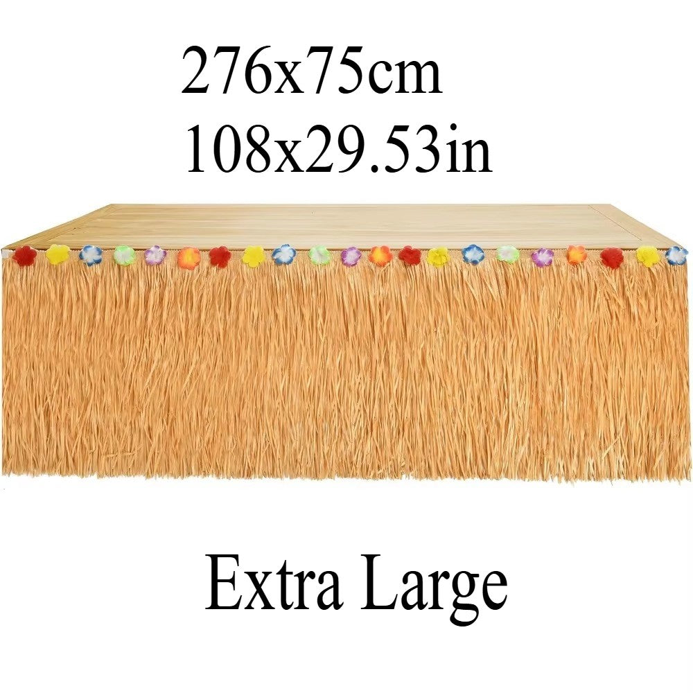 Luau Grass Table Skirt Hawaiian Flower Grass Skirts for Luau Party Summer Tropical Hawaiian Party Decorations