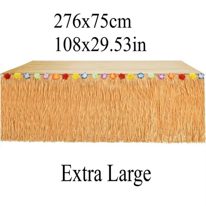 Luau Grass Table Skirt Hawaiian Flower Grass Skirts for Luau Party Summer Tropical Hawaiian Party Decorations