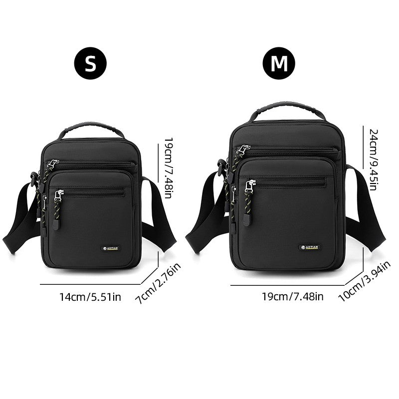 Men Multi-layer Shoulder Bag Fashionable Casual Lightweight Nylon Crossbody Bag for Daily Outing Commuting Small Handbag