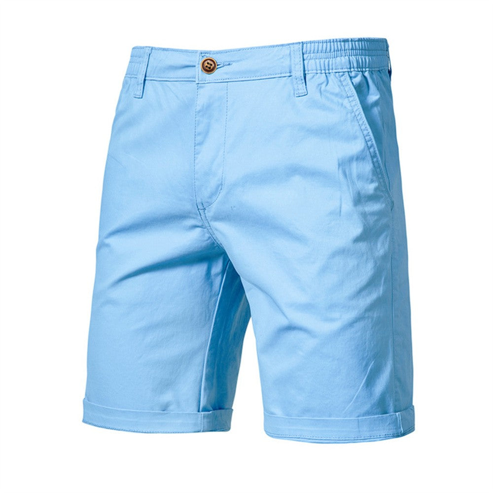 AIOPESON Summer 100% Cotton Solid Shorts Men High Quality Casual Business Social Elastic Waist Men Shorts 10 Colors Beach Shorts