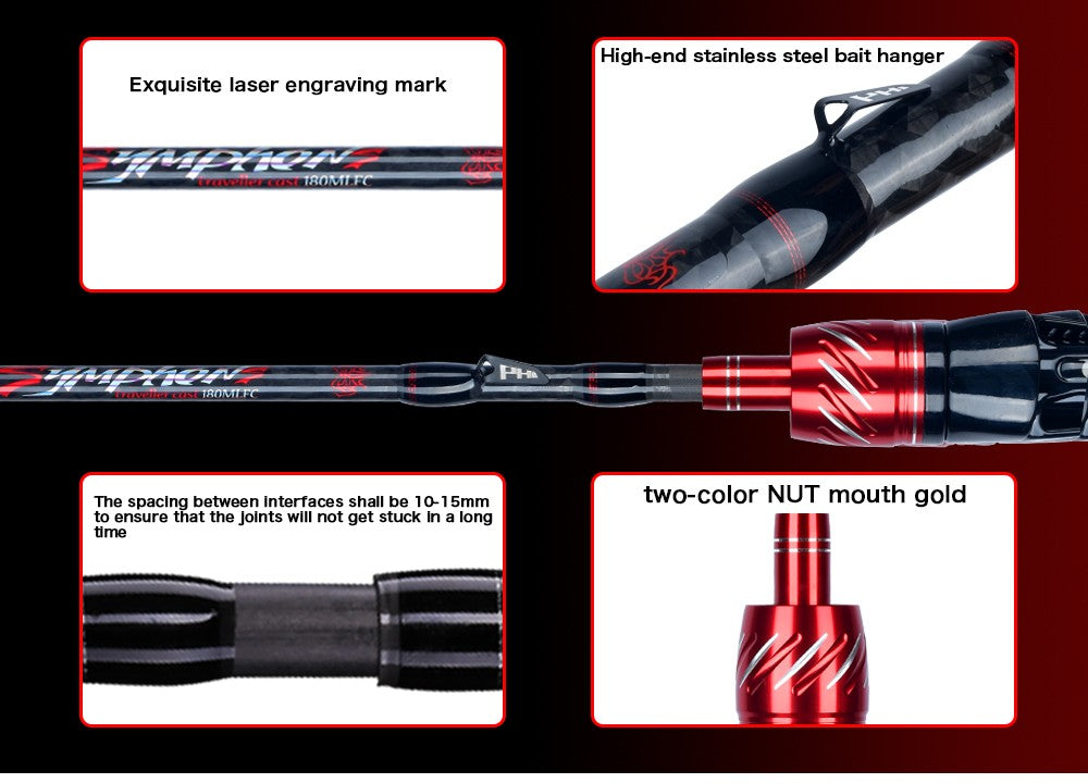 BIUTIFU Vara de Pesca Giratória e de Arremesso Fuji Lure Mini Rock 1.8/2.1/2.4/2.7/3.0m Carbon Baitcasting PHISHGER Rápida 5-42g