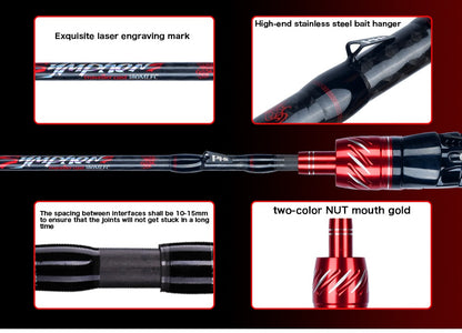 BIUTIFU Vara de Pesca Giratória e de Arremesso Fuji Lure Mini Rock 1.8/2.1/2.4/2.7/3.0m Carbon Baitcasting PHISHGER Rápida 5-42g