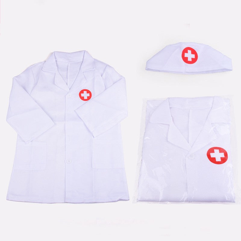 Kids Doctor/Nurse Clothing with Hat Children Cosplay Costumes Halloween Play the Role Props Uniform for Boys and Girls TMZ