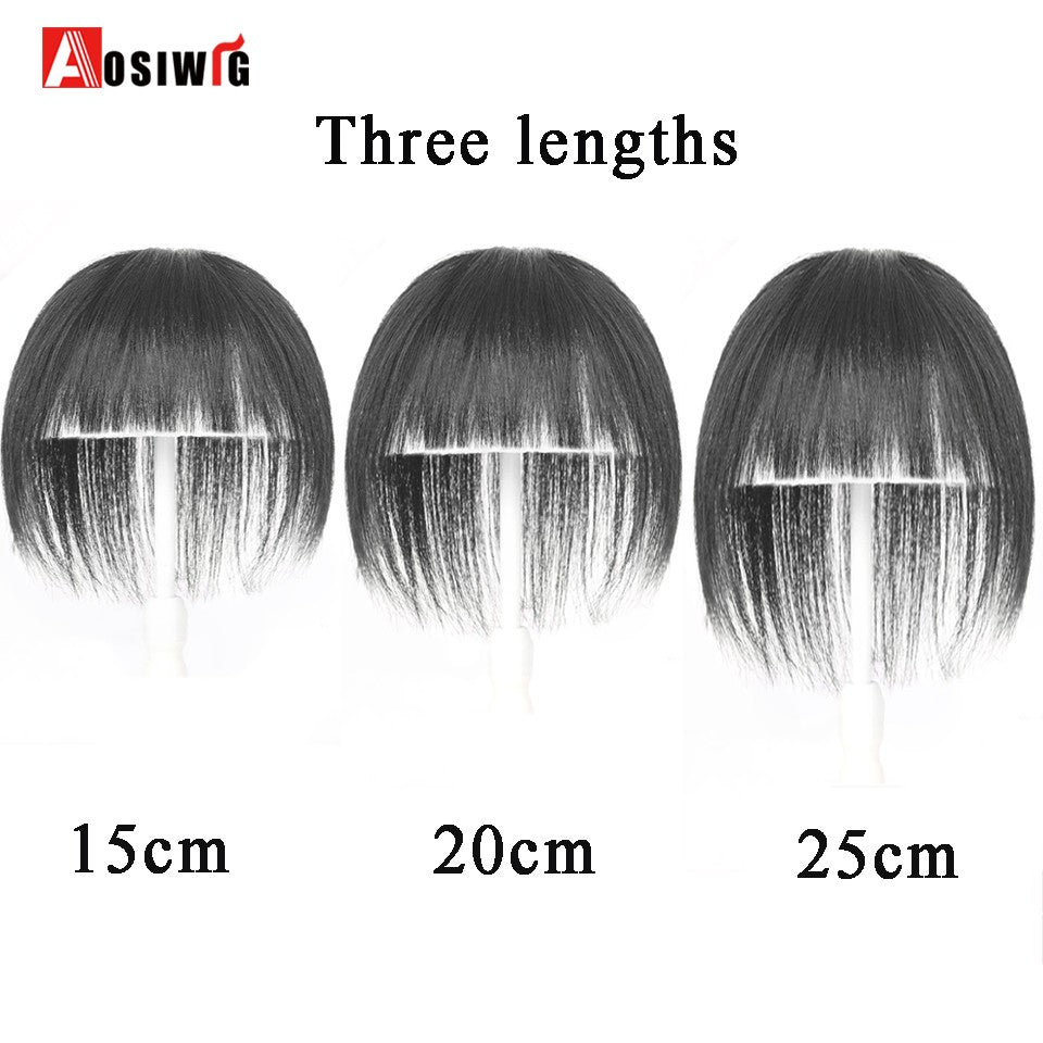 Perucas de cabelo encaracolado sintético AOSI castanho preto, substituição de extensões de cabelo tipo topete, apliques femininos com franja