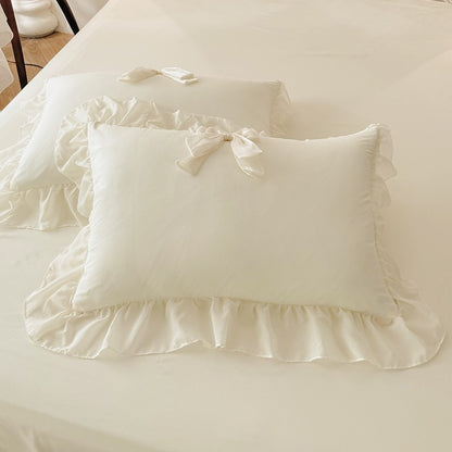 3pcs White Bedding set ruffles Duvet Cover Set (1*Duvet Cover + 2*Pillowcase, Without Core)for bedroom guest room