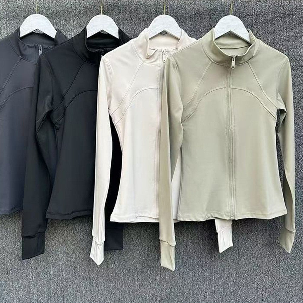 Yoga Suit Women's High-end Standing Collar Long Sleeved Sports Jacket Running Training Fitness Top Windproof Running Suit