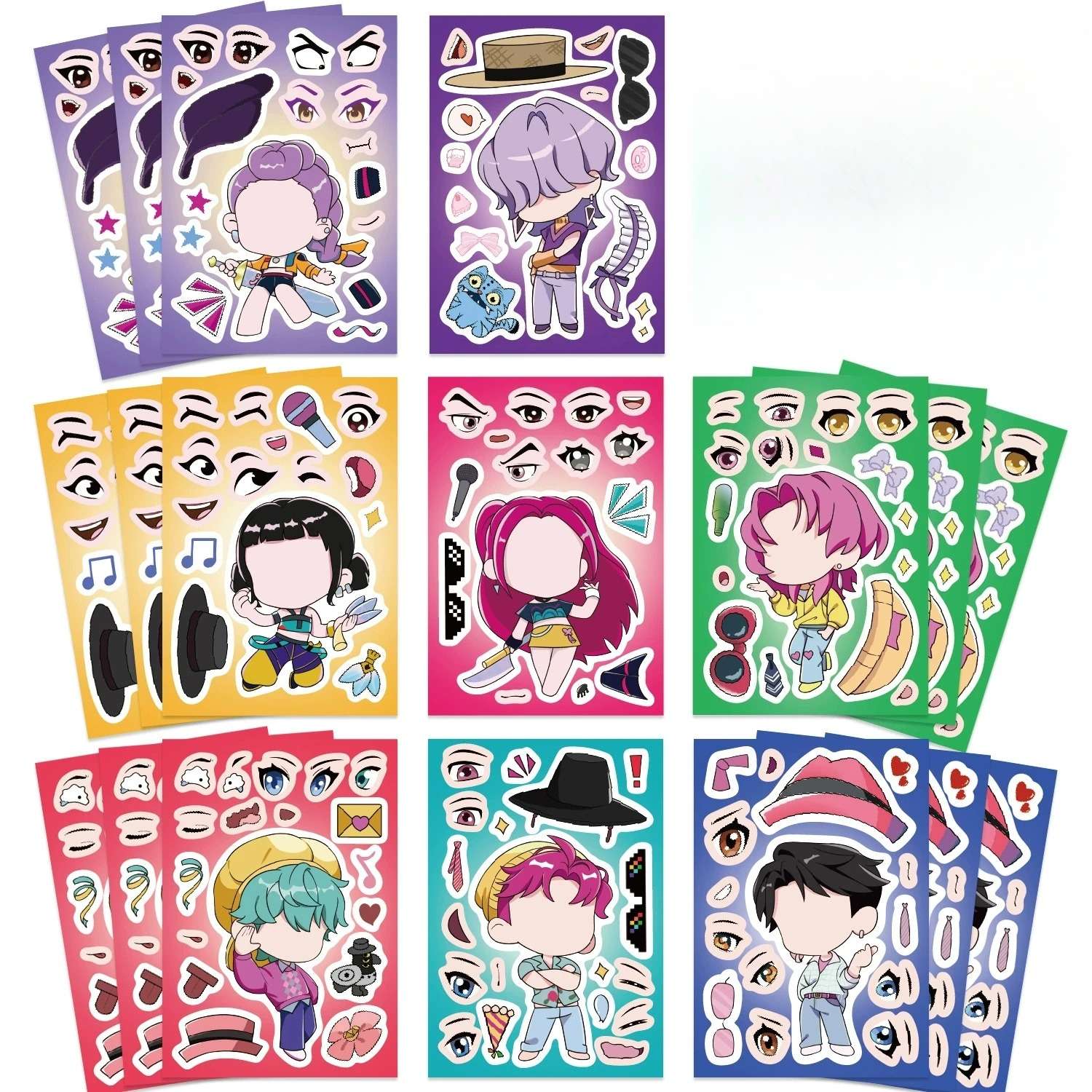 16PCS Cute Make a Face Stickers DIY Handicrafts Waterproof Puzzle Reward K-POP Stationery Stickersk Party Favors Gift