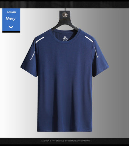 Running T-shirt Reflective Short Sleeve Ice Silk Quick Drying Summer Thin Breathable Fitness Tees Shirt Sportswear Sportsshirt