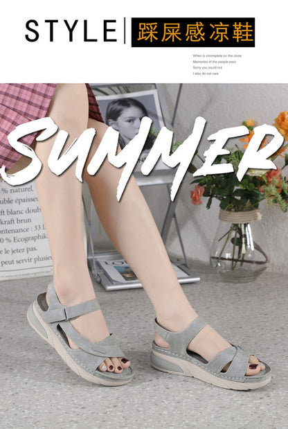 Sandal Lightweight Casual Sporty Comfortable Thick-Soled Velcro Versatile Fashion Trend Breathable National Style Wear-Resistant