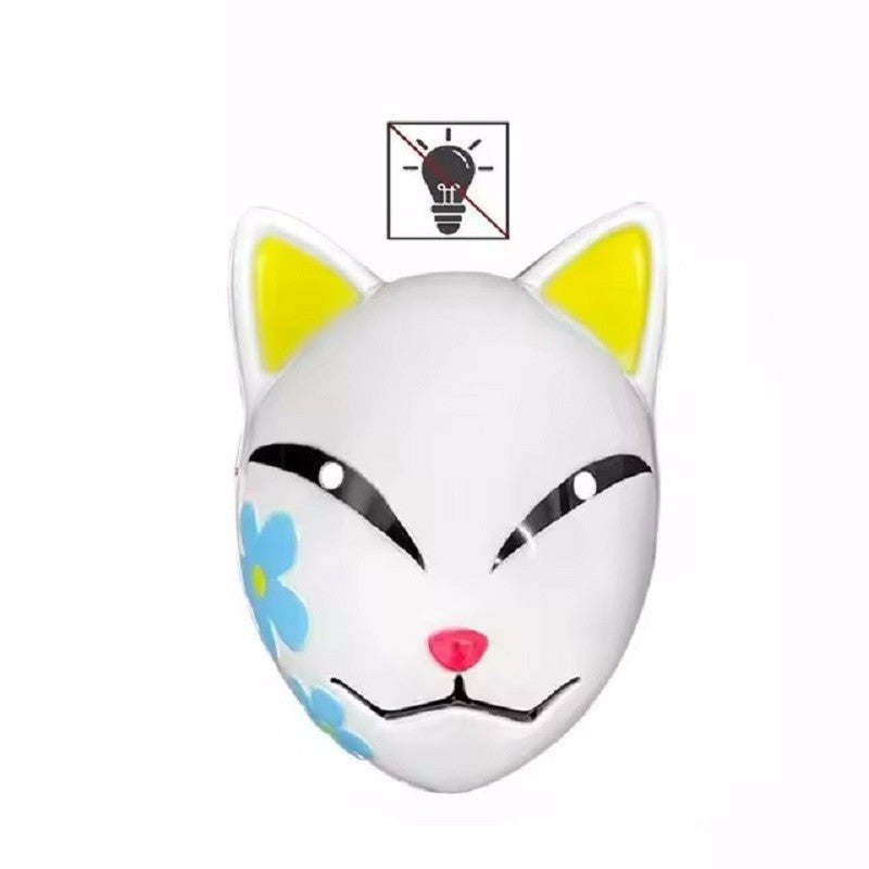 1PC Glowing Demon Slayer Led Face Mask Anime Cosplay Prop Cat Face Fox Halloween Cold Light Flashing Mask Party Costume