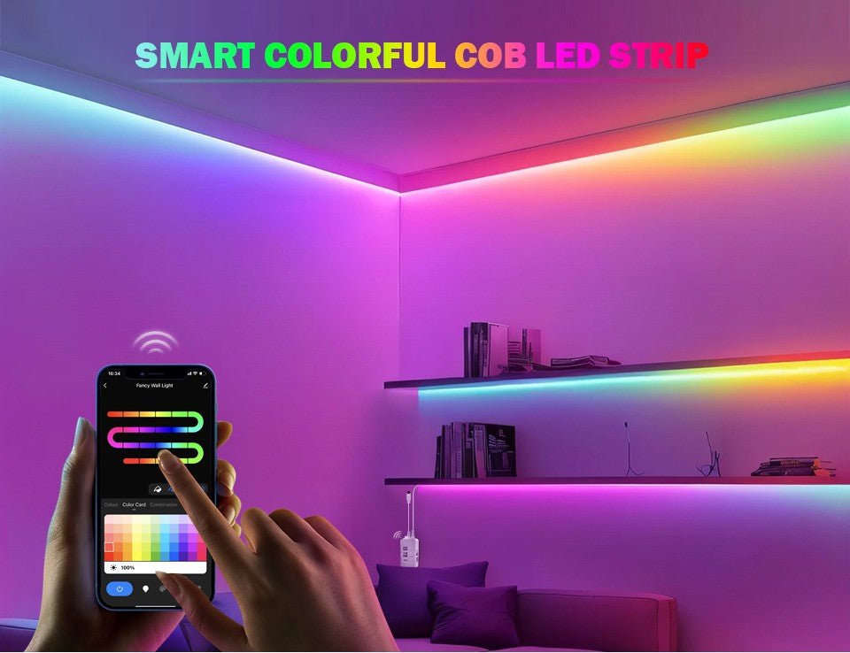 Tuya Smart WIFI RGBIC COB LED Strip Light Tape Addressable WS2811 IC Flexible RGB Neon LED Light 12V APPControl for Alexa Google