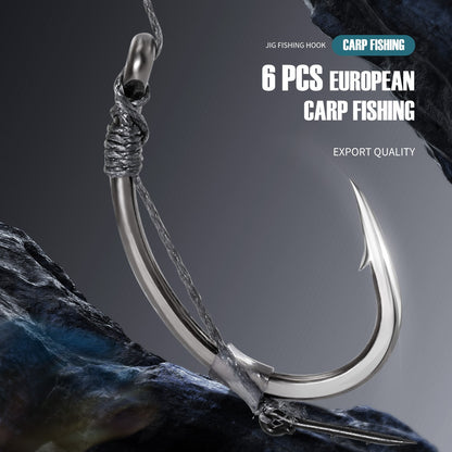 Conjunto de 6 Anzóis Sougayilang para Pesca de Carpa Europeia, Afiados com Múltiplas Camadas de Reforço de Afiação na Ponta para Pesca de Carpa