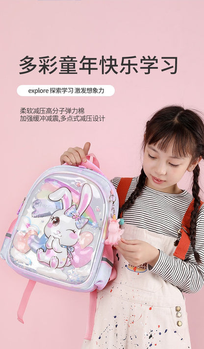 Mochila escolar de unicórnio para estudantes do ensino fundamental, mochila fofa e leve para crianças do 1º ao 5º ano, mochila de grande capacidade