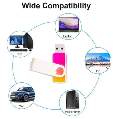 5PCS 4GB 32GB 128M USB Flash Drives Gradient Color USB 2.0 Memory Stick Wholesale Bulk Swivel Thumb Drive for Data Storage