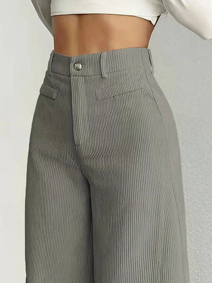 High Waist Striped Wide Leg Pants Commute Versatile Casual Long Trousers New 2025 Women's Fashion Cross-Border Clothing