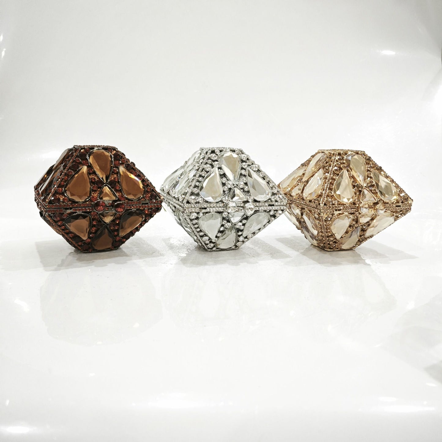 XIYUAN Luxury Glitter Metal Box Women Handbag Crystal Clutch Purse Wedding Party Bling Shiny Small Bags Rhinestones Evening Bag