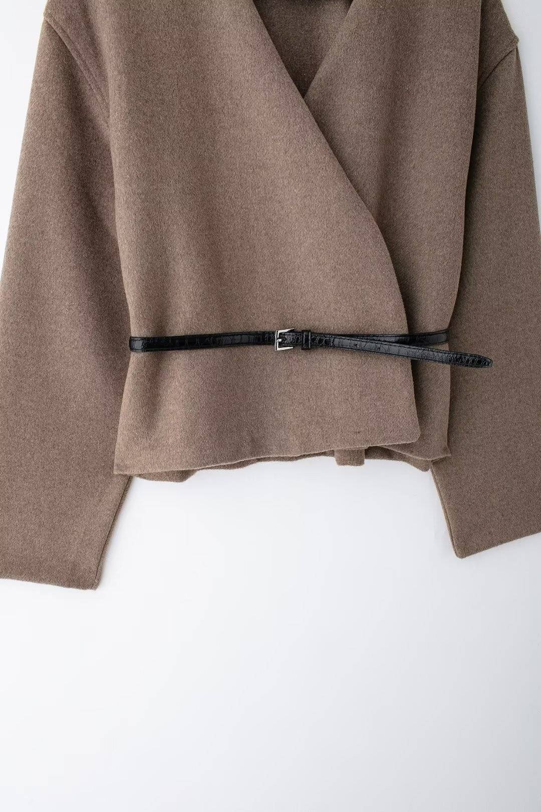 Women's Outerwear 2024 New Fashion With Belt Soft Top Elegant Chic Autumn/Winter Coat