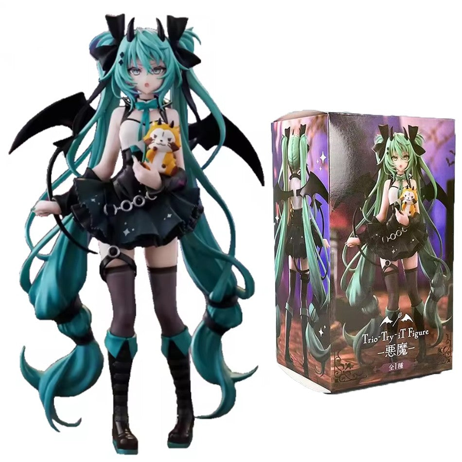 Anime Hatsune Miku Pequena Diaba Feita à Mão Guaxinim Chuyin Anjo Negro Modelo de PVC Feito à Mão Ornamentos Periféricos de Animação