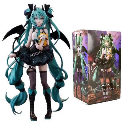 Anime Hatsune Miku Pequena Diaba Feita à Mão Guaxinim Chuyin Anjo Negro Modelo de PVC Feito à Mão Ornamentos Periféricos de Animação