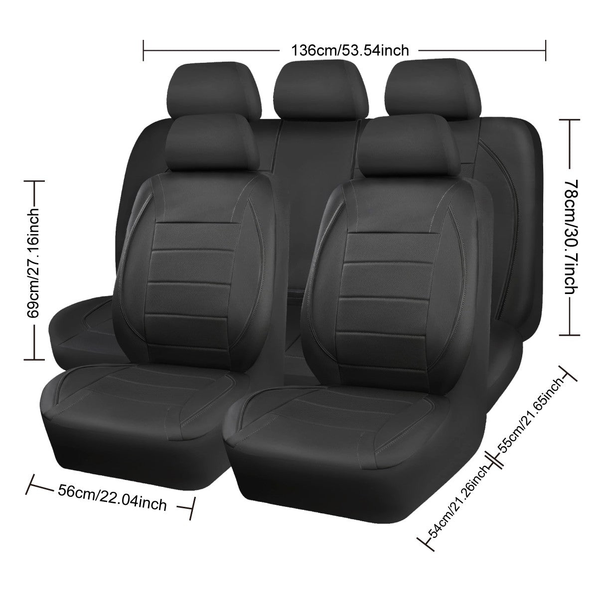 Capas de Couro Universais para Banco de Carro Vermelho Simples à Prova d'Água para 5 Assentos