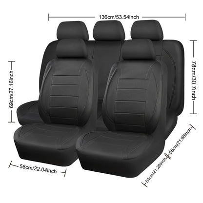 Capas de Couro Universais para Banco de Carro Vermelho Simples à Prova d'Água para 5 Assentos