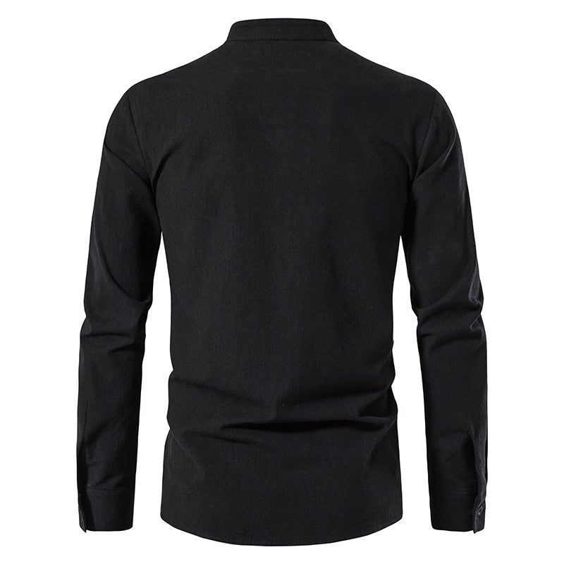 King Billion Men's Shirts Casual Men Cotton Linen Long Sleeve T-shirt Spring Autumn Vintage Shirt US Size Drawstring Neck