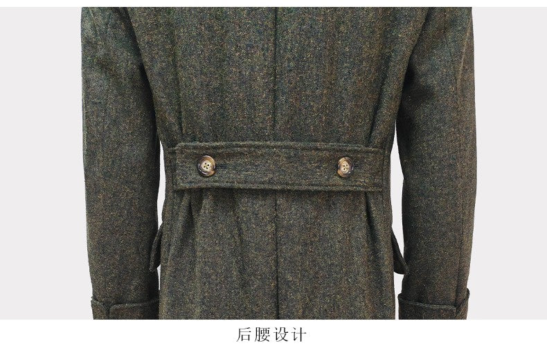 Nerazzurri Autumn Winter Long Luxury Elegant Chic Thick Warm Woolen Polo Coat for Men Double Breasted Wool & blends Overcoat