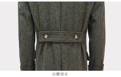 Nerazzurri Autumn Winter Long Luxury Elegant Chic Thick Warm Woolen Polo Coat for Men Double Breasted Wool & blends Overcoat