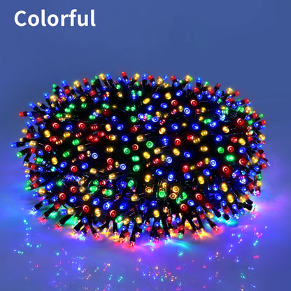 100M 1000 LEDs Fast Charge Solar Led Fairy Light Led Waterproof Outdoor String Lights Christmas Garland For Garden Party Decor