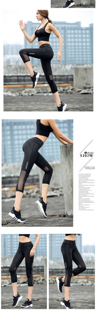 Women Fitness pants Tight Leggings Seamless High Waist Push Up mesh Legging Breathable Sport Cropped shorts Sexy Gym Yoga Pants
