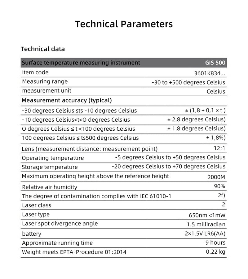 Detector de Temperatura por Infravermelho Bosch GIS500 -30°C~+500°C Termômetro Digital a Laser de Alta Precisão Medição Contínua