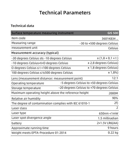 Detector de Temperatura por Infravermelho Bosch GIS500 -30°C~+500°C Termômetro Digital a Laser de Alta Precisão Medição Contínua
