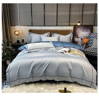 Lençol de Cima Bordado 100% Algodão Egípcio Sedoso Conjunto de Cama Lençol de Cima Queen King Size