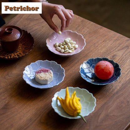 Ceramic Lotus Fruit Dishes Handmade Pastry Plate Self-help Display Home Table Decoration Trays Sharing Plate Supplies Gift Craft