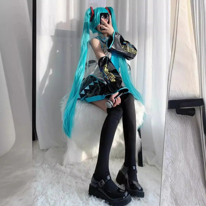 28 Cores Peruca de Cosplay Mi Ku Longa Resistente ao Calor Cabelo Sintético Clip Rabos de Cavalo Perucas de Festa de Halloween + Touca de Peruca Snow Mi Ku