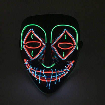 LED Killer Mask Halloween Dance Scary Theme Party Cosplay Costume Props LED Double Star Eyes Mask Glowing Colorful Creepy Mask