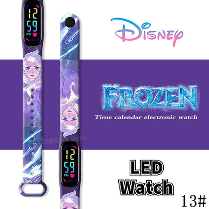 Disney Frozen Digital Kids' Watches Anime Figures LED Luminous Watch Touch Waterproof Electronic Sports Watch Kids Birthday Gift