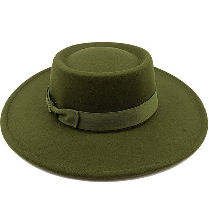 Chapéu Fedora unissex de inverno, superfície circular côncava e convexa, chapéu de jazz de feltro liso, elegante para homens e mulheres.