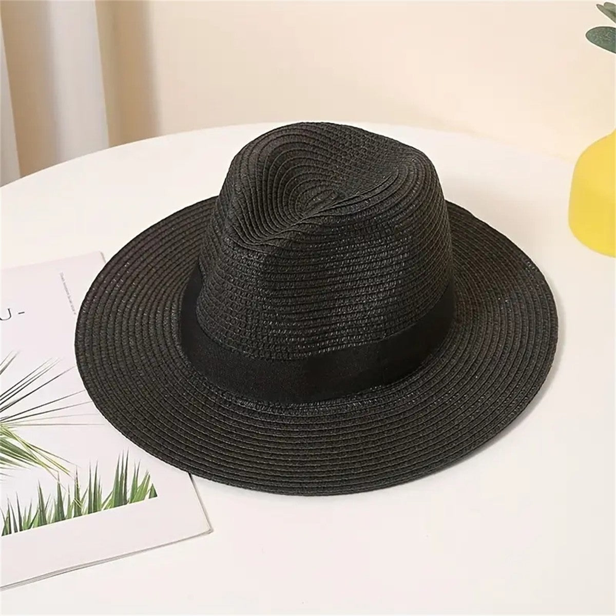 Classic Unisex Straw Hat Solid Color British Style Panama Hats BreathableSun Hats Outdoor Travel Beach Hat For Women Men