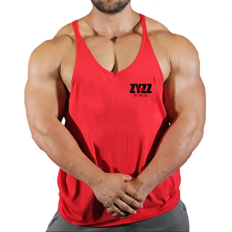 Gym Sleeveless Shirt Men Bodybuilding Tank Tops Fitness Workout Cotton Print Singlet Stringer Undershirt Male Casual Summer Vest