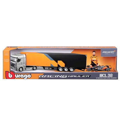 Caminhão Bburago 1:43 F1 Transporte Ferrari Sf24 Mercedes-Amg W15 Mclaren Mcl38 Hauler de Corrida Liga Miniatura Modelo Diecast Brinquedos