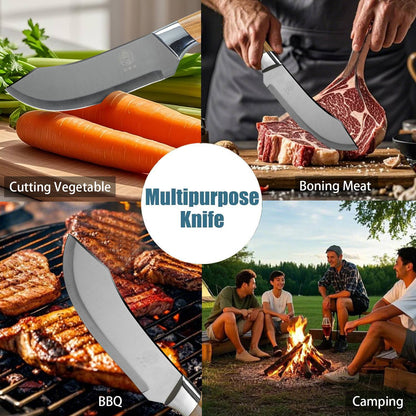 1-3pcs Butcher's Precision Knife Set with sheath Premium Imitation wood Handles - Meat, Fish,and Poultry Processing,Slicing Tool