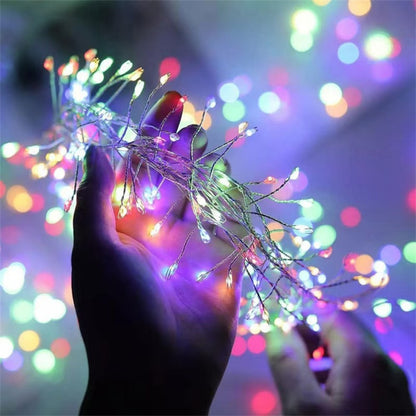 1PC 3/6/9/12M USB Power LED Firecracker String Fairy Lights Remote Control 8 Modes for Wedding Party Garden Bedroom Christmas