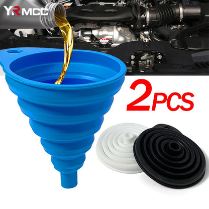 2 Peças Funil Dobrável para Motor de Carro Funil de Líquido de Silicone Ferramentas para Troca de Óleo e Gasolina para Carros e Motos Acessórios