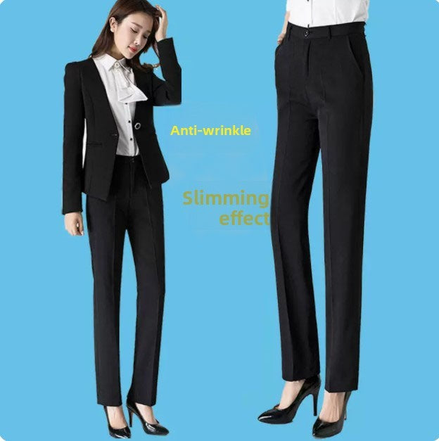 Bla Straight Leg Work Pants Women's Autumn Winter Spring Profional Suit Pants Slimming Formal Long Trousers for Office