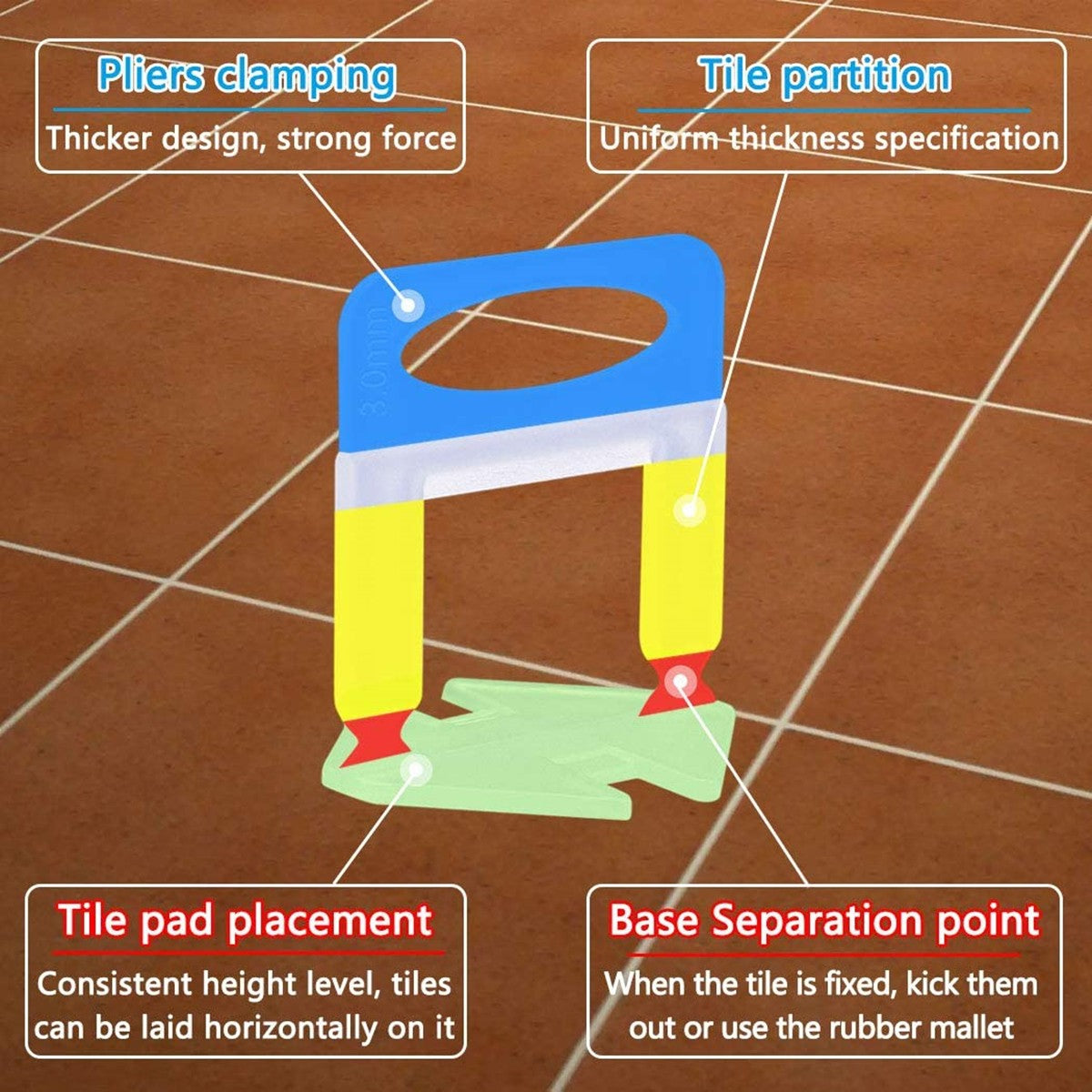 Peças do Sistema de Nivelamento de Azulejos de 1-3mm, 300-1300 Peças de Niveladores de Azulejos com Clipes, Peças de Ferramentas de Construção para Nivelamento e Assentamento de Azulejos DIY