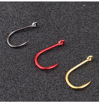 FTK 50-100pçs Anzol de Pesca Dourado Aço de Alto Carbono 1#-12# Anzol Farpado com Olhal Anzóis Vermelhos para Pesca de Carpa